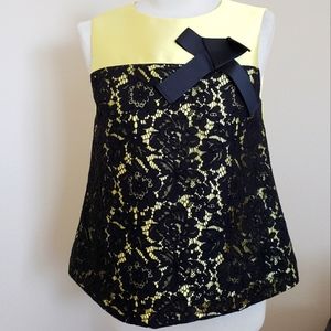 Fashion Top Sleeveless Yellow with Black Lace.